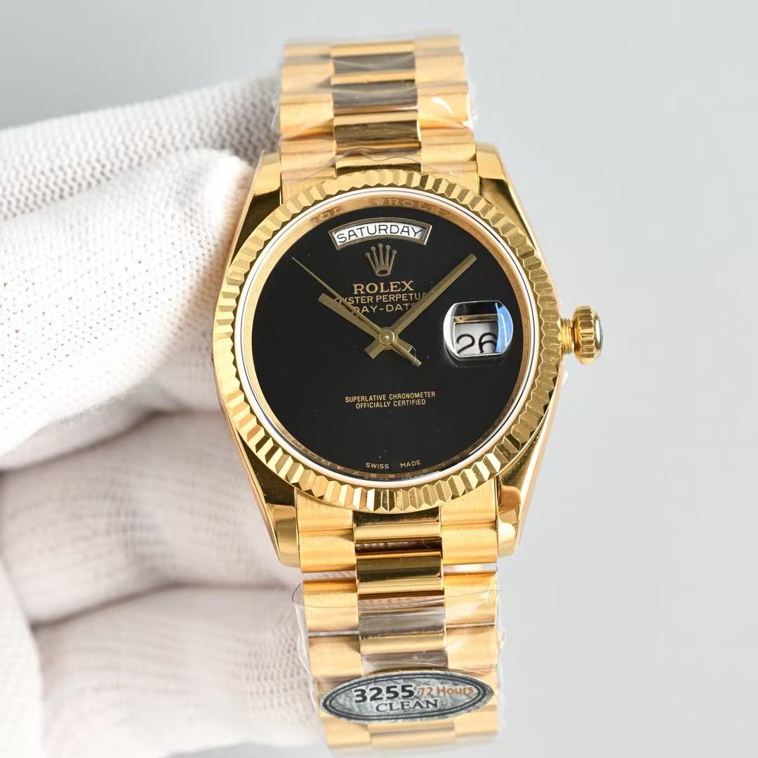 Day-Date-Pure Black Dial Plate in 2 Styles