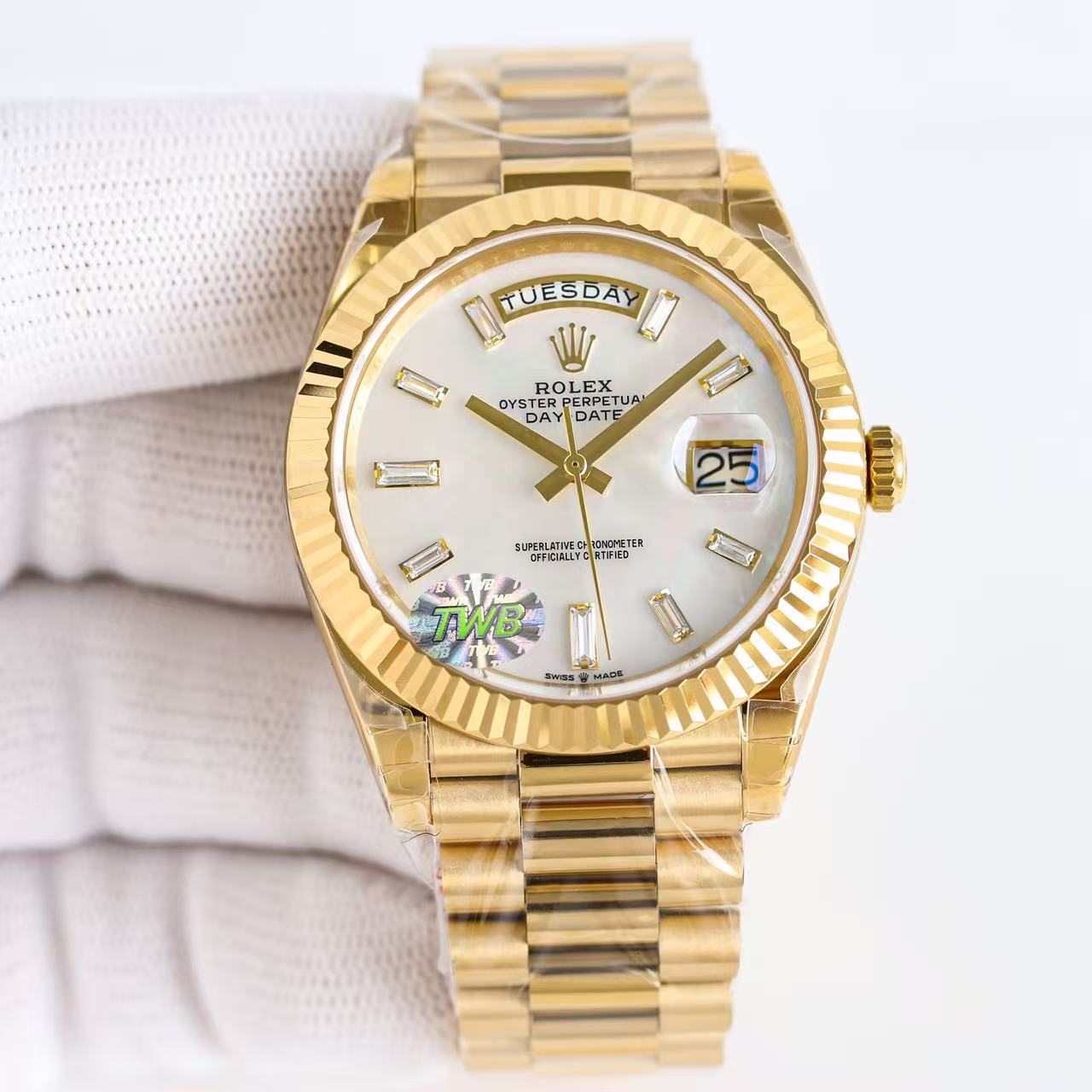 Day-Date-White Dial Plate in 3 Colors of Straps