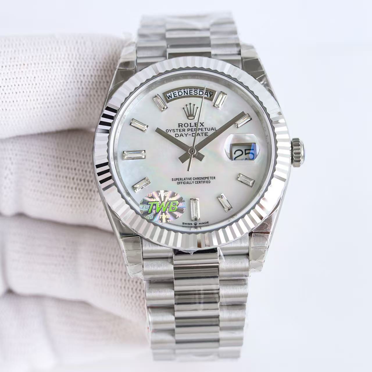 Day-Date-White Dial Plate in 3 Colors of Straps