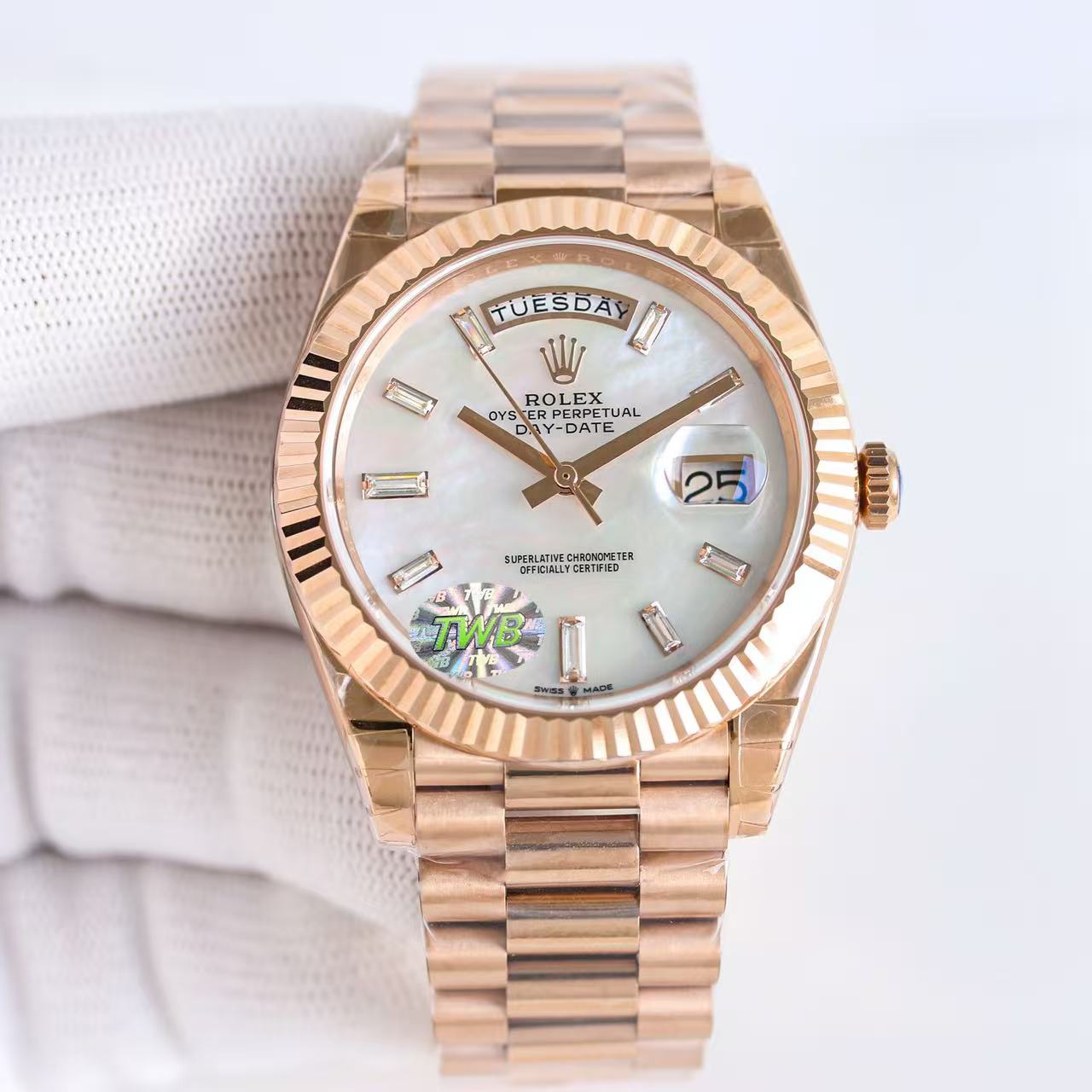 Day-Date-White Dial Plate in 3 Colors of Straps