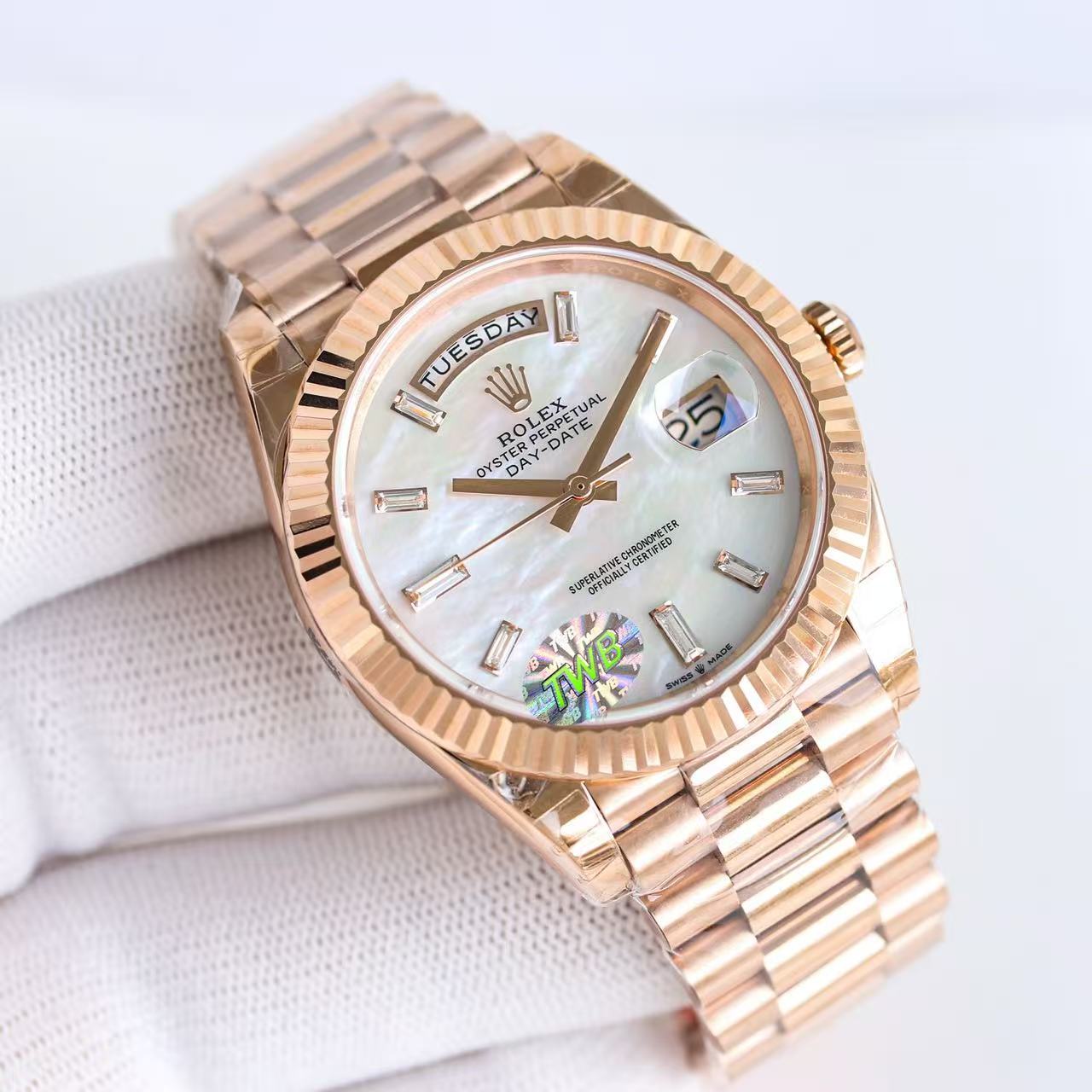 Day-Date-White Dial Plate in 3 Colors of Straps