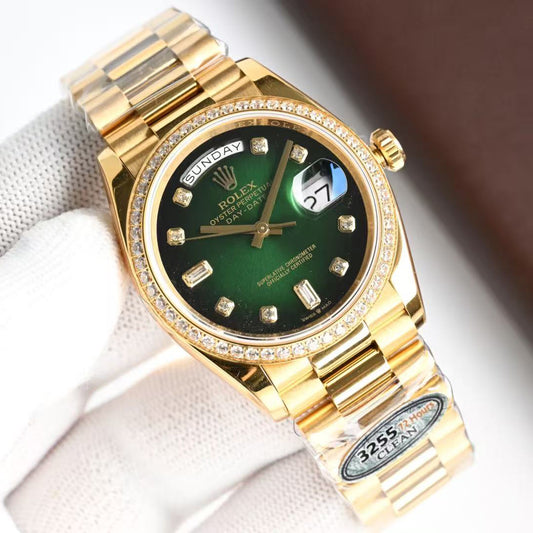 Day-Date with Diamond Numeral Dial & Bezel in 3 Colors