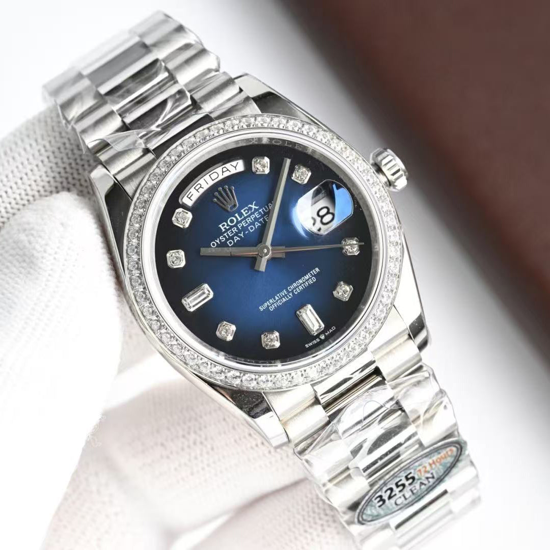 Day-Date with Diamond Numeral Dial & Bezel in 4 Colors
