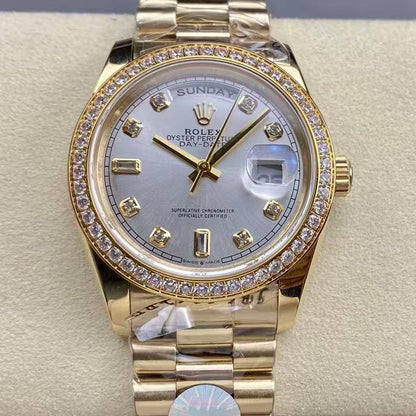 Day-Date with Diamond Numeral Dial & Bezel in 4 Colors