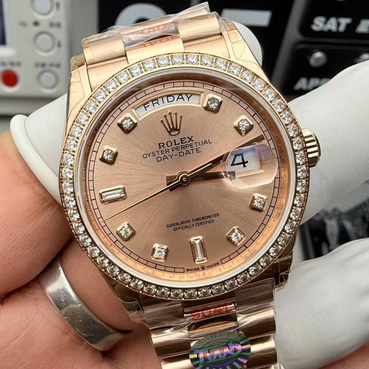 Day-Date with Diamond Numeral Dial & Bezel in 4 Colors