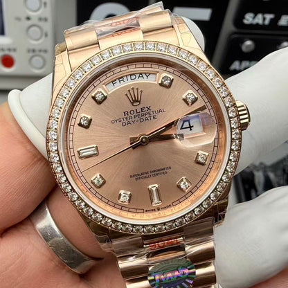 Day-Date with Diamond Numeral Dial & Bezel in 4 Colors