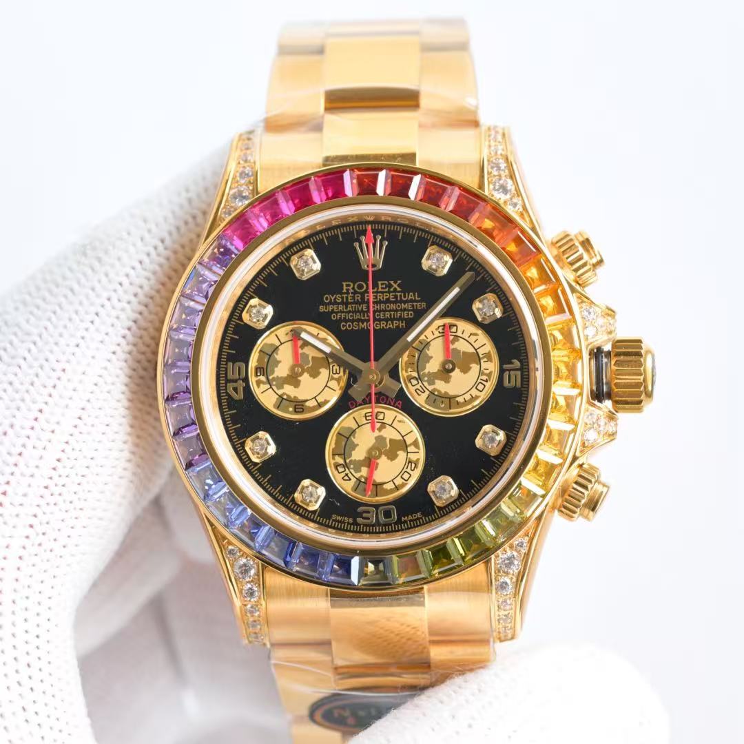 Daytona-Rainbow Bezel in 4 Gold Styles