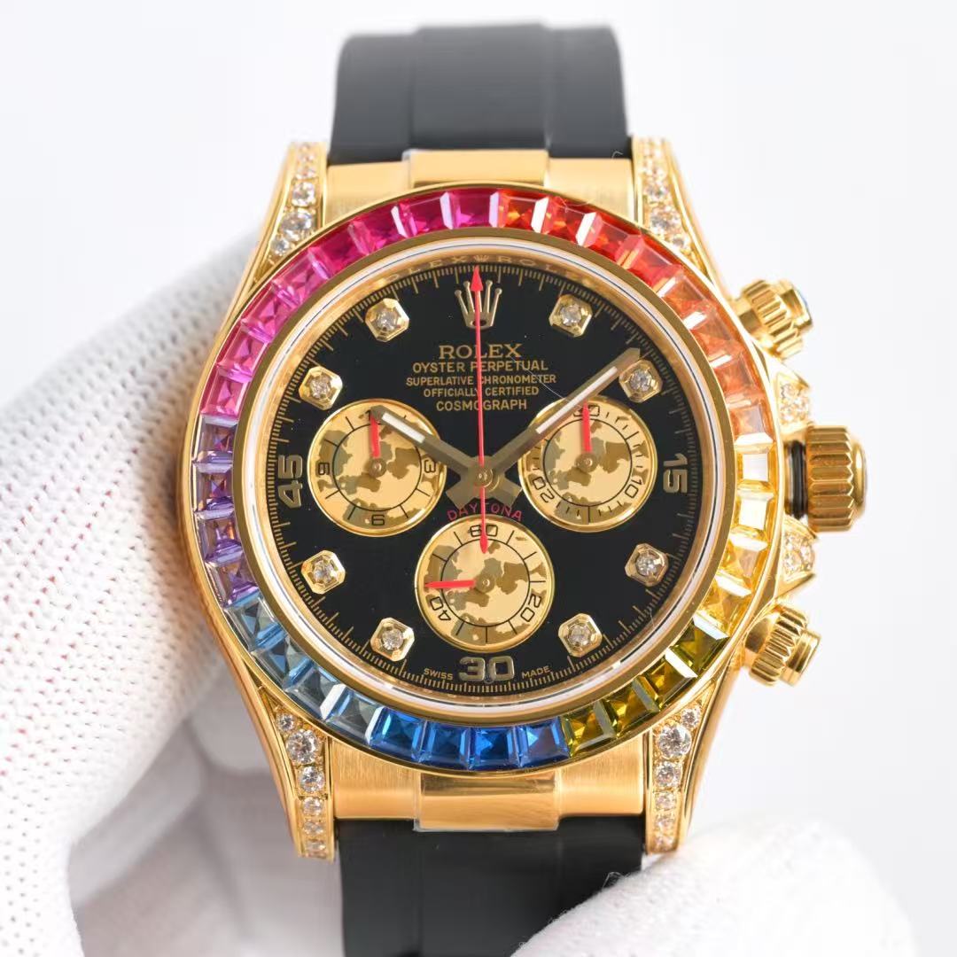 Daytona-Rainbow Bezel in 4 Gold Styles