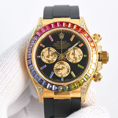 Daytona-Rainbow Bezel in 4 Gold Styles