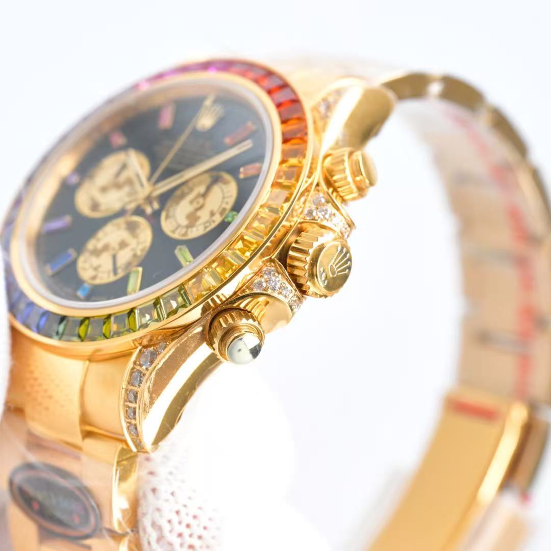 Daytona-Rainbow Bezel in 4 Gold Styles