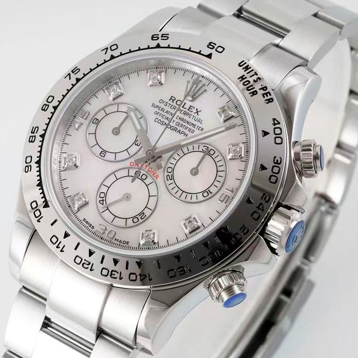 Daytona-White with Silver Bezel in 2 Styles